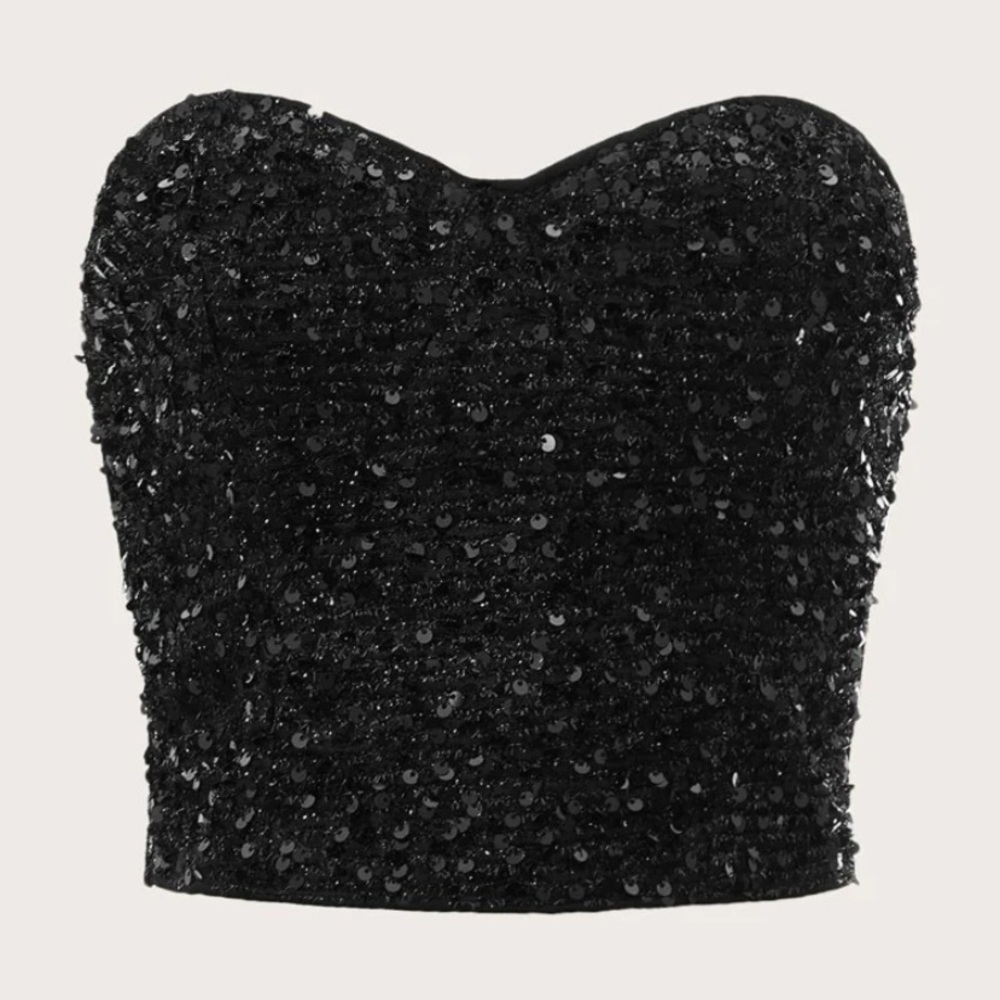 SEQUIN STRAPLESS TOP